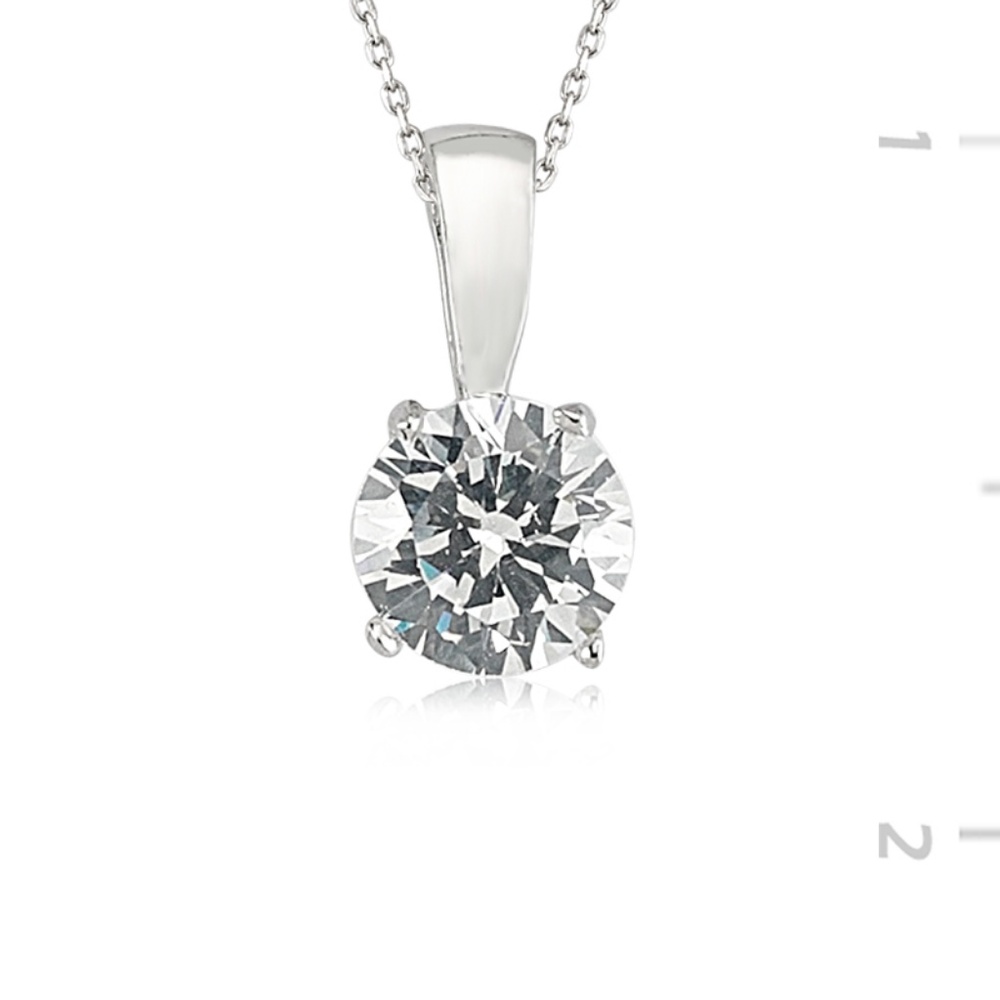 925 Sterling Silver single CZ Stone Necklace